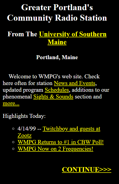 Historic WMPG website Pages